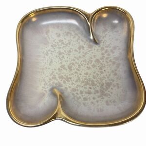 Vintage Jasba Keramik Square Gold Trim Plate Bowl Dish Germany 1915/24 MCM